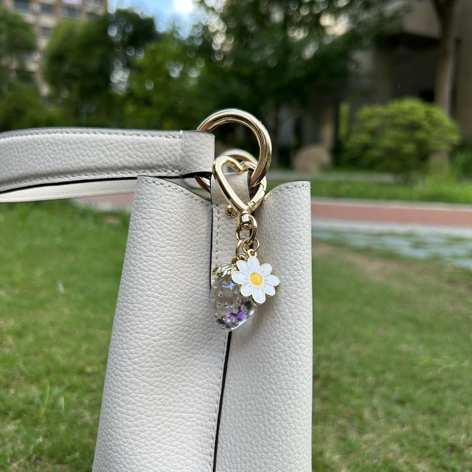 Cute Strawberry Keychain Bag Purse Charms Heart Flower Keychain Accessories for Girls Women Gift image 2