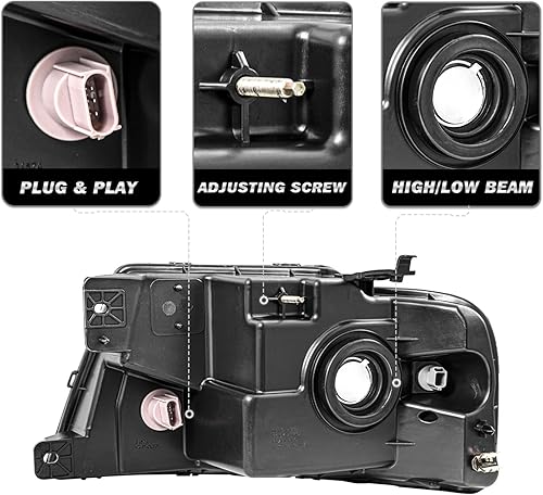 Miniatura 3 de Conjunto de faros delanteros con bombillas compatibles con Ford F150 Pickup 2004-2008Lincoln Mark LT 2006-2008 para el lado del pasajero y del