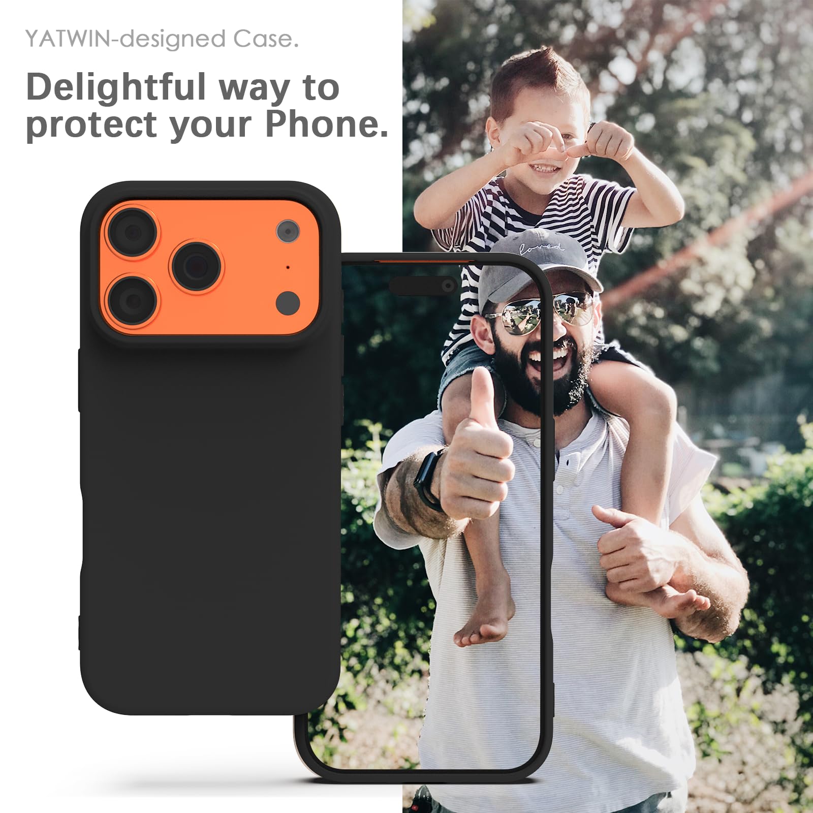 YATWIN Silicone Case for iPhone 17 Pro Max, Soft-Touch, Shockproof, DustProof, Antiskid Phone Cover for Apple iPhone 17 Pro Max - Black — Amazon image 2