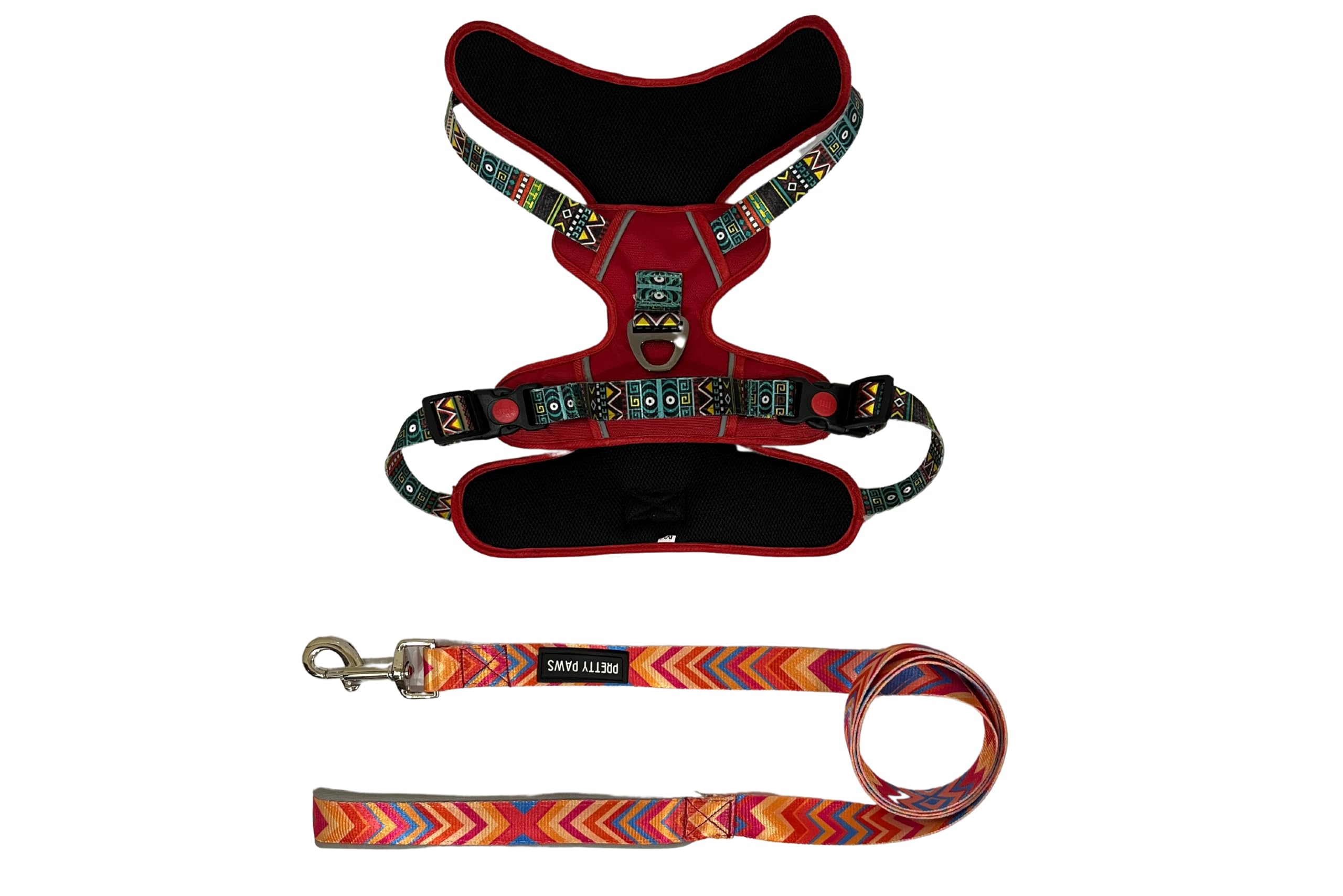 Pretty Paws Mesh Padded Dog Vest Front Range No Pull Harness and Leash Set (M, Red & Printed - Red) (B0CXV9ZYKX) Amazon Price History, Amazon Price Tracker