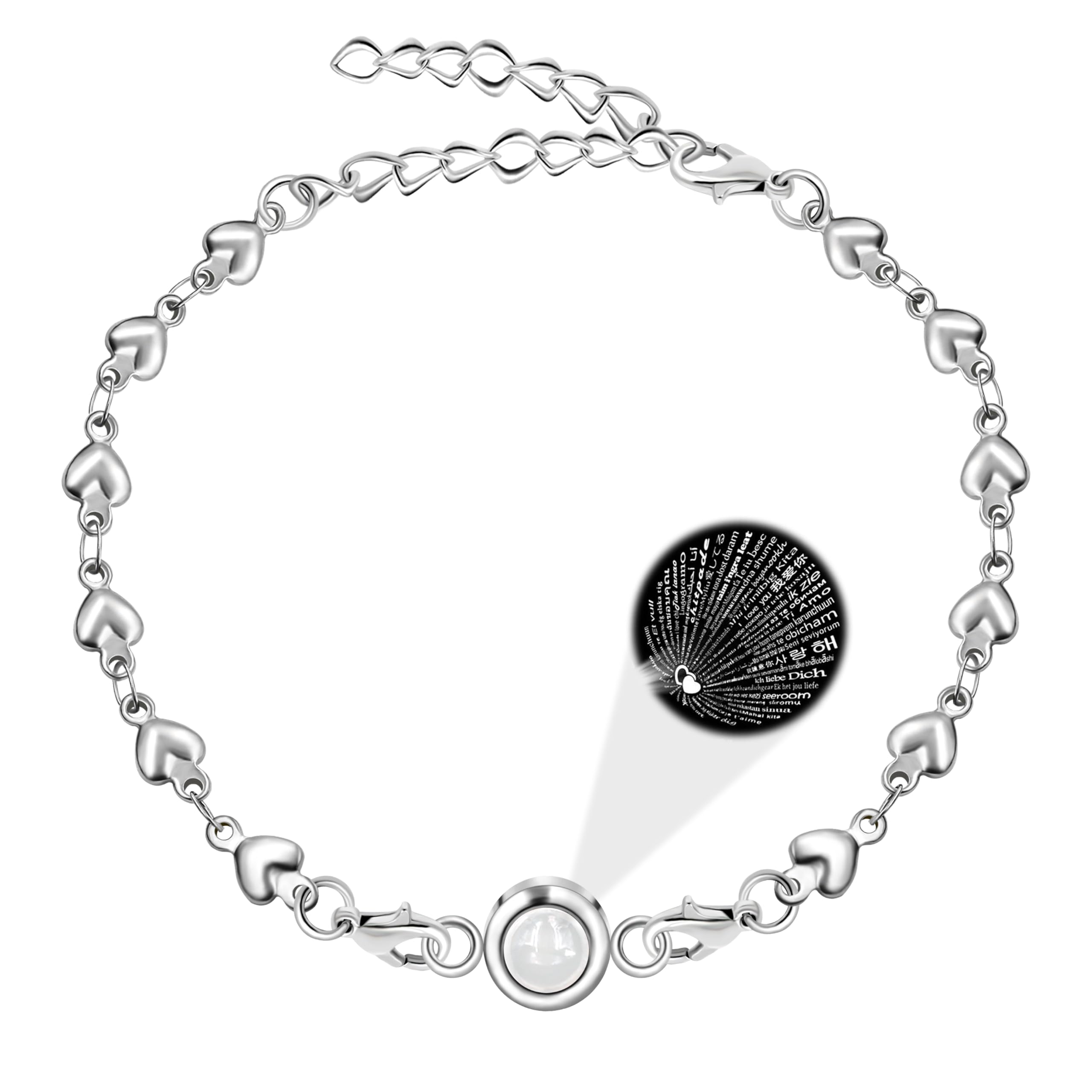 100 Different Languages I Love You Bracelets Love Heart Link Chain Bracelets Romantic Valentines Day Gifts for Women