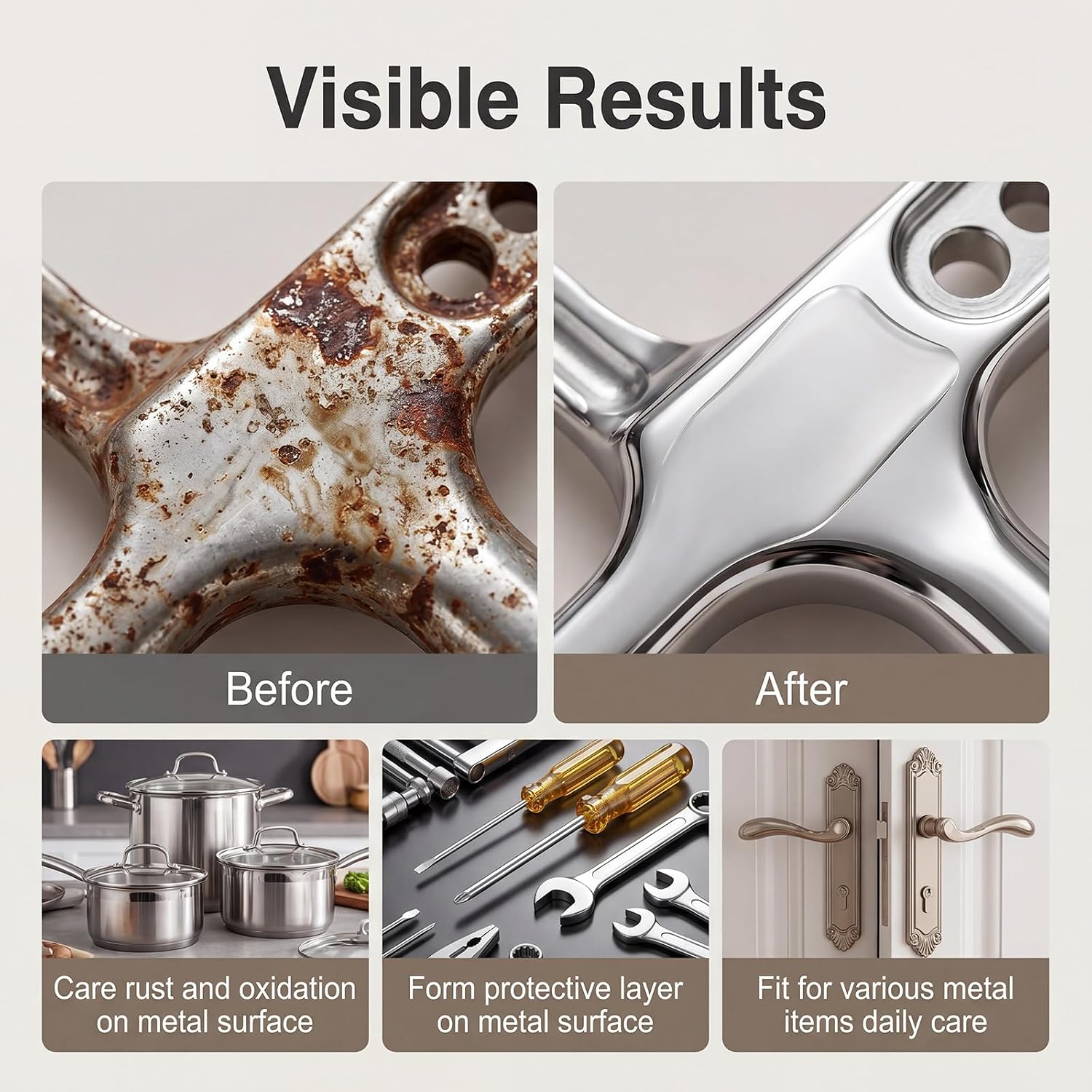 Rust Remover Highly Concentrated Rust Remover Spray Fast Acting Heavy-Duty Metal Rust Cleaner, Effective for Tools, Stainless Steel and Automotive Parts