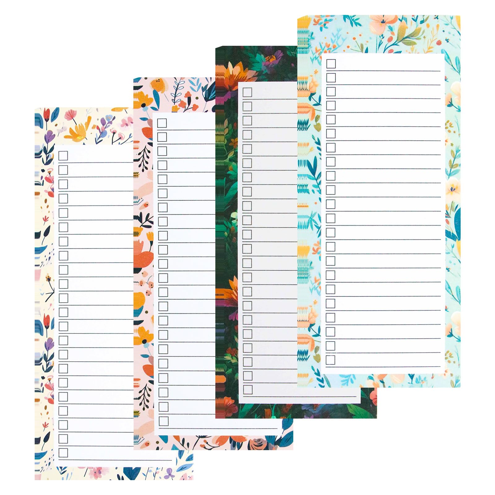 Bettsolt 4PCS Magnetic Shopping List Pad for Refrigerator, Colorful Magnetic To Do List for Fridge 50 Sheets Tear off Magnetic Notepad for Fridge for Shopping Locker Filing Cabinet,21x9cm