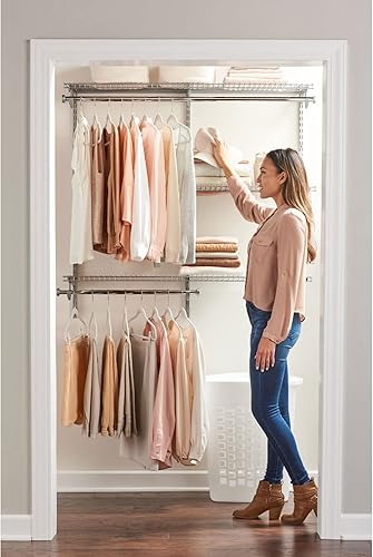 Miniatura 7 de Rubbermaid Configurations - Kit clásico de armario titanio 4-8 pies kit de estantería de alambre con estantería expandible y varillas telescópicas