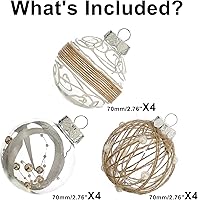 Vista 3 de XmasExp - Juego de adornos de bola de Navidad, 2.76 pulgadas, grandes, inastillables, transparentes, con brillantina, decoración de árbol de Beige