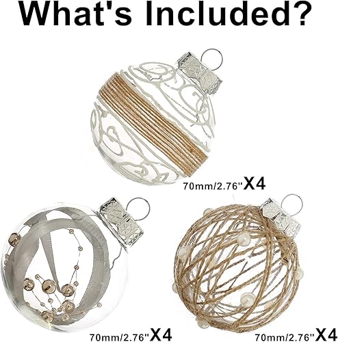 Miniatura 3 de XmasExp - Juego de adornos de bola de Navidad, 3.94pulgadas, grandes, inastillables, transparentes, con brillantina, decoración de árbol de Navidad,