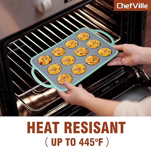 Miniatura 7 de Molde de silicona para magdalenas, 12 tazas para magdalenas, mini tazas para hornear, molde para magdalenas caseras, magdalenas, frittatas y quiches