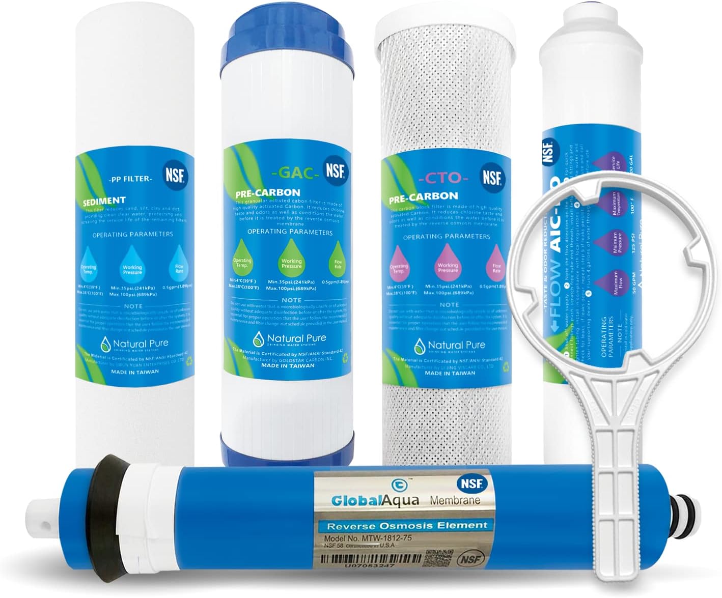 RO Water Filters Cartridge Replacement for 5Stage with 75