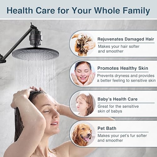 Miniatura 5 de BRIGHT SHOWERS Filtro de ducha, filtro de cabezal de ducha de alto rendimiento, filtración de 3 etapas para eliminación de agua dura y cloro, mejora