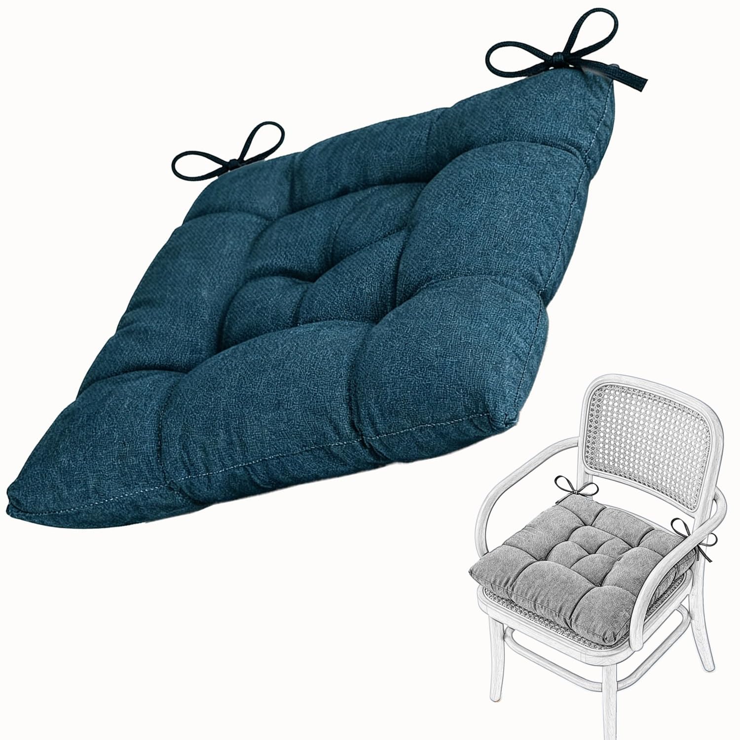 Seat Cushion for Dining Chair Soft Comfort Washable Chair Pads with Ties