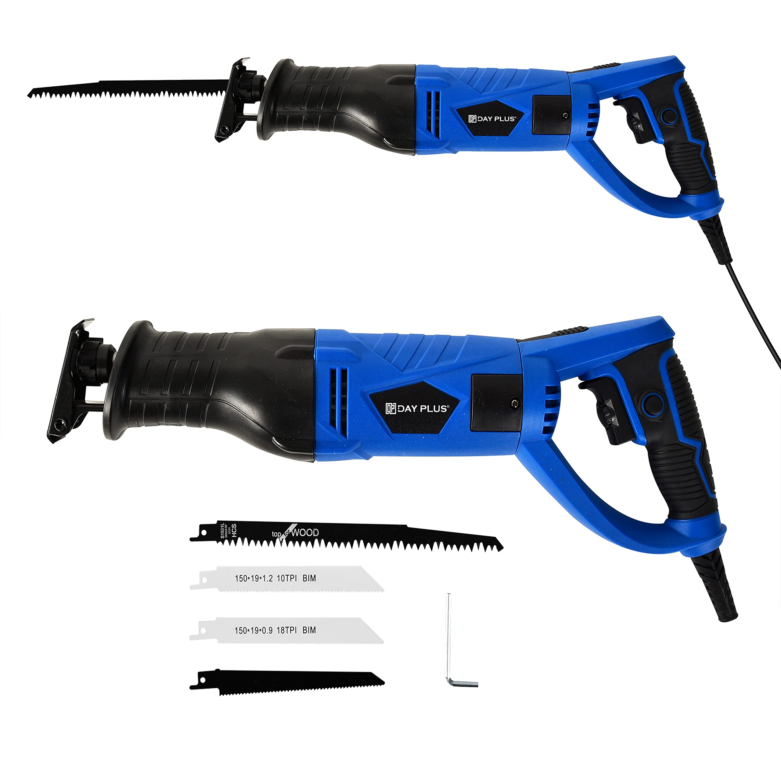 Sierra Sable 750W Sierra Alternativa 230V con 2700SPM, Profundidad de Corte:150mm (Madera), 5mm (Metal), Carrera de Corte de 20 mm Sierra Sable Electrica con 3 Hojas, Cambio de Hojas sin Herramienta