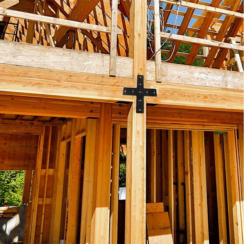 1 Pièce Plaque de Raccord en Croix, Plaque de Renfort Lourde en Métal Revêtue de Poudre pour L'Assemblage de Pergolas, Connexions en X-Truss