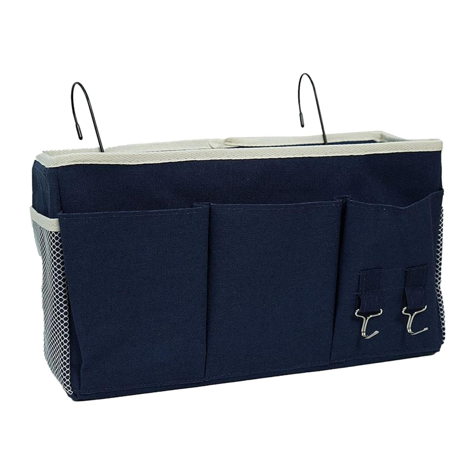 Bedside Hanging Storage Bag Hanging Basket for Magazine Holder Glasses Chair Dark Blue-image-36