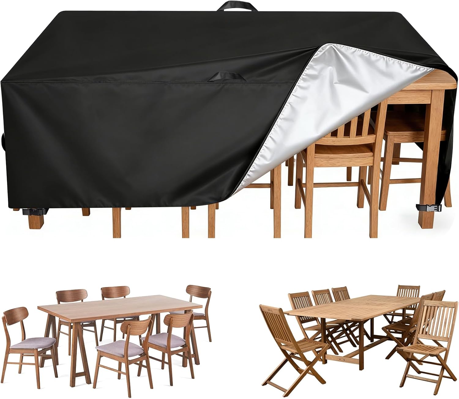 LBTING Patio Furniture Cover, Outdoor Table Chair Sofa Desk Covers 89L x 59W x 28H Inches, 420D Waterproof Windproof Dust-proof UV-Resistant Furniture Cover - Black
