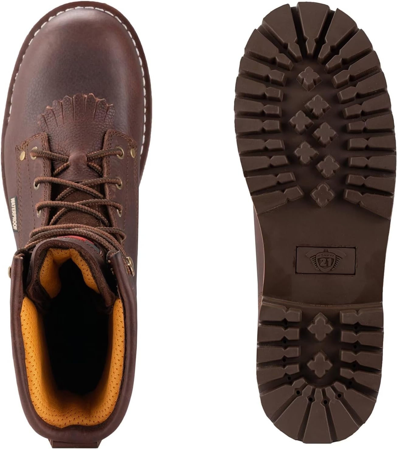 SUREWAY Men's 8" Waterproof Steel-Toe Logger Work Boot,Superior Oil/Slip Resistant,Thicker Full Grain Leather,Wedge Rubber Sole,EH Rated DK BN - Image 6