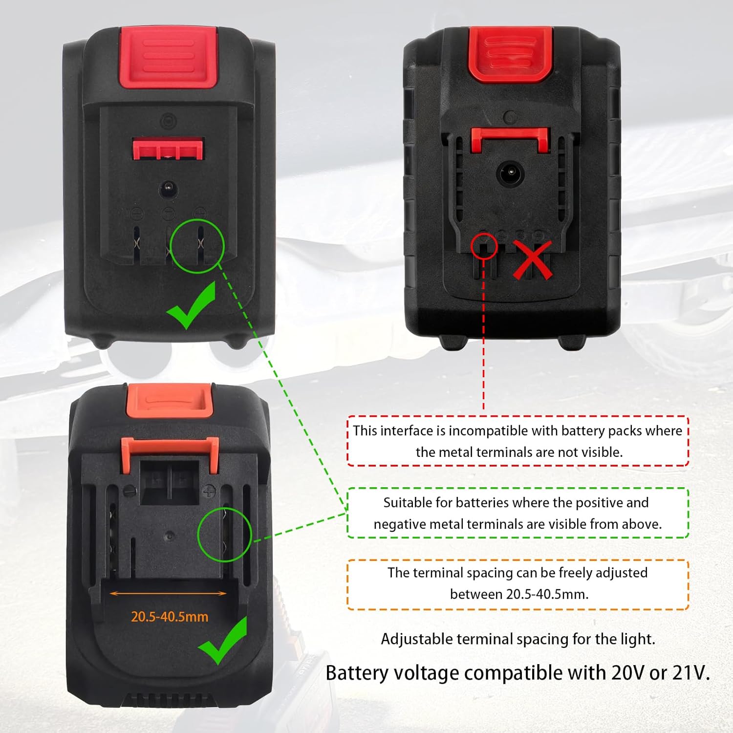 High Brightness Floodlight, for All Power Tool Batteries, Cordless Flood Light, Universal LED Work Lights for Workshop Garage, Fishing Camping (2)