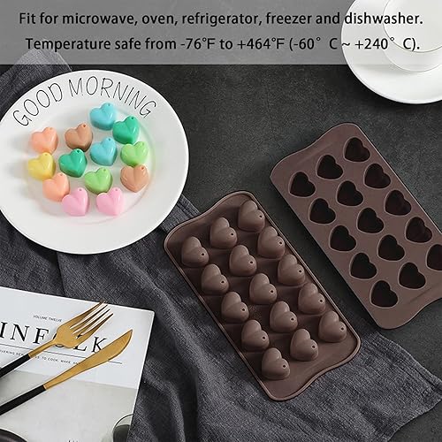 Miniatura 5 de LIOUCBD 6 moldes de silicona antiadherentes para dulces de chocolate, molde para hornear en forma de corazón, moldes de caramelo de flores de rosa,