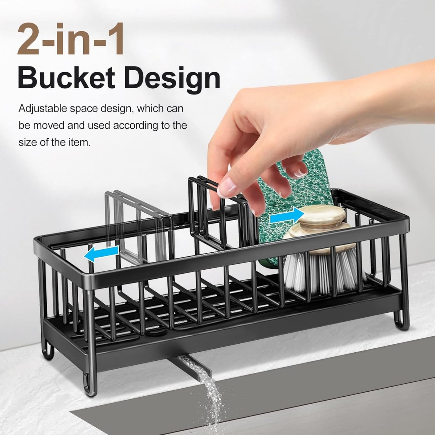 Youfala Portaspugne Per Lavello In Acciaio Inox 304 Con Portascopino - Organizer Da Cucina