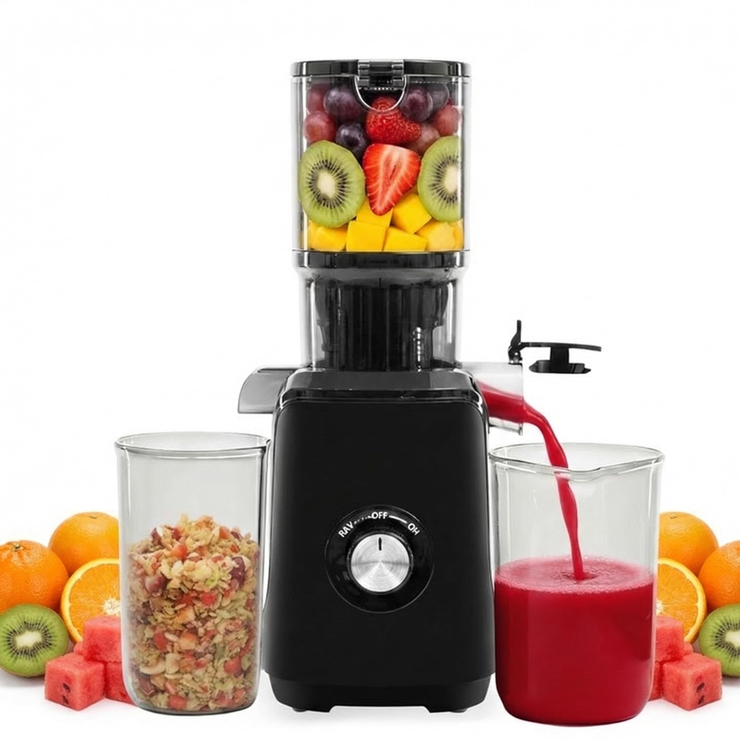 Simple Deluxe Cold Press Juicer Slow Masticating Juicer Machines with Wide Feed Chute Fits Whole Fruits and Vegetables