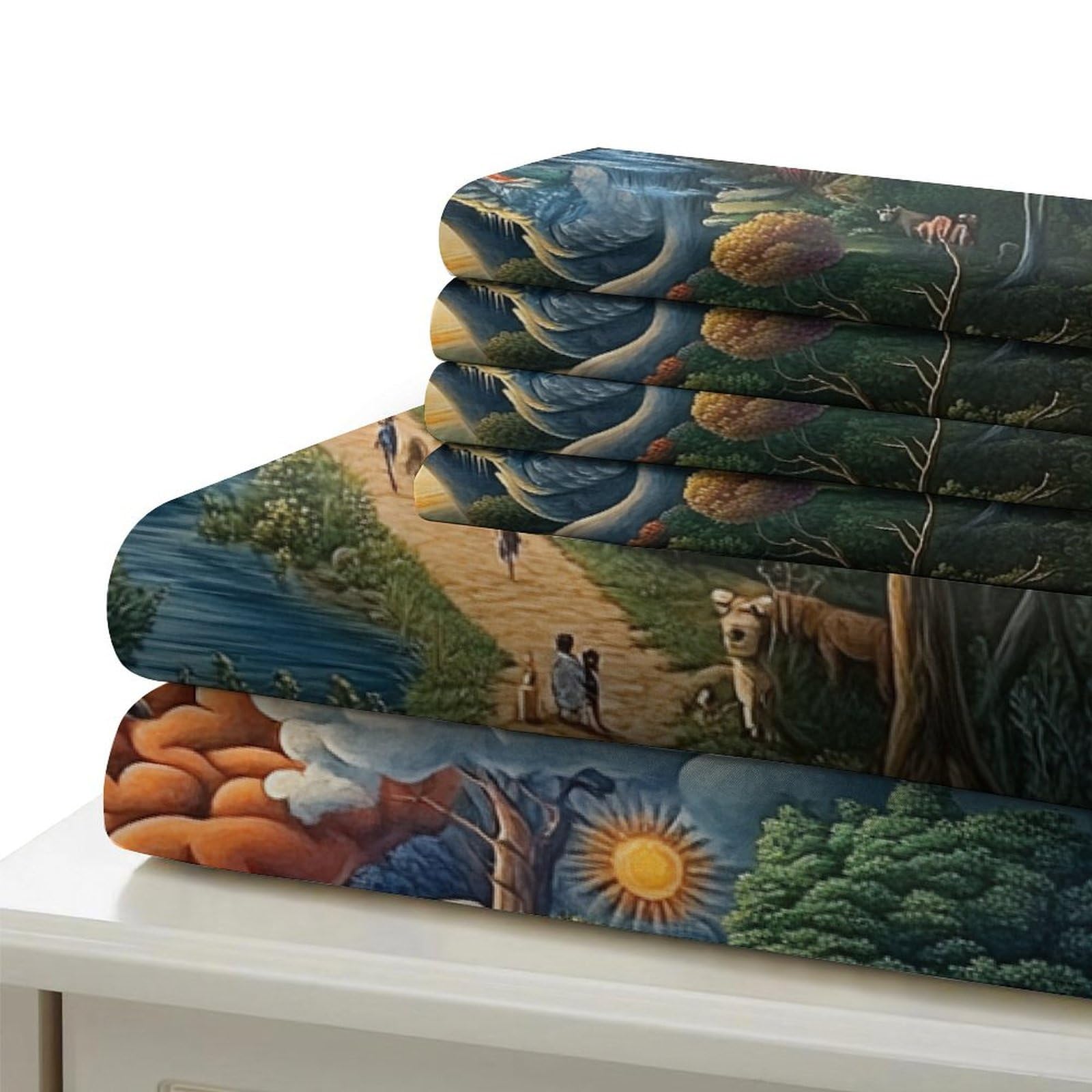Paesaggio fantasioso Impressione 3D 3 pz cover piumone stile artistico fantasy surreale coperteletto microfibra ipoallergenica antiacari per bambini adolescenti ragazze King（220x240cm）