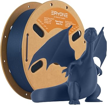 ERYONE High Speed Matte PLA Filament 1.75mm +/- 0.03mm, 30-500mm/s Rapid 3D Printing PLA Filament, Hyper Speed Matte PLA Filament Fit Most FDM Printer, 1kg 2.2LBS / Spool, Navy Blue