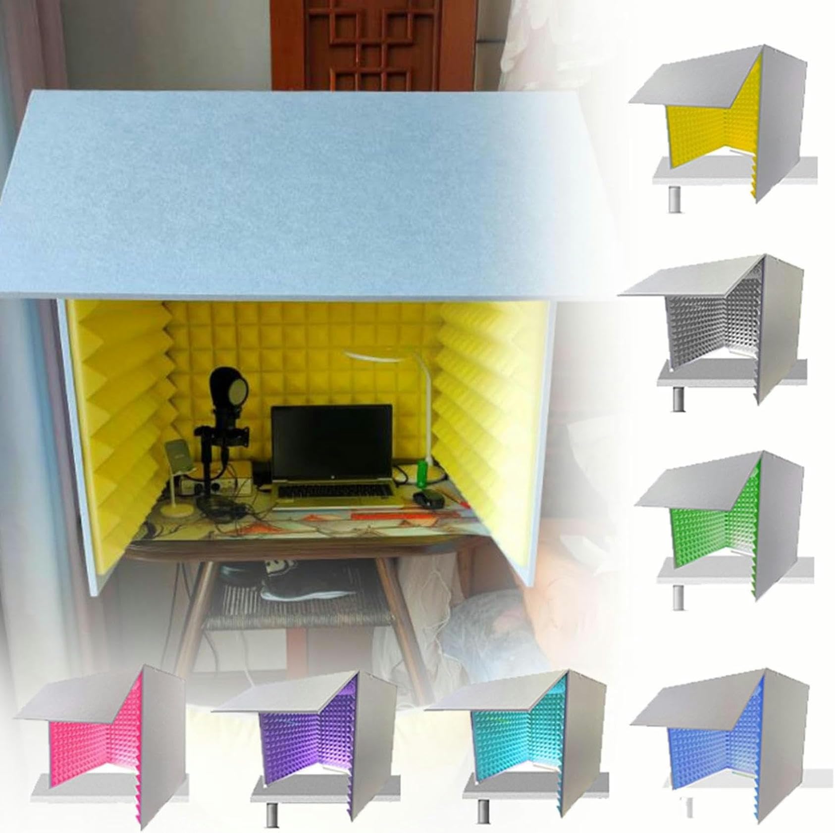 Mousse pour microphone de bureau et boîtier isolation pour enregistrer des podcasts chez soi