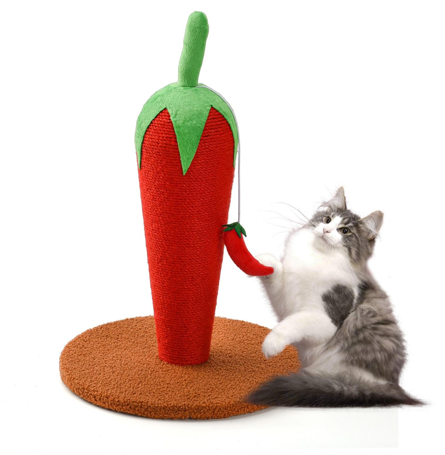 LIFLIX Kratzsäule für Katzen, 43cm Chili Kratzbaum Klein, Natursisal Kratzstamm für Indoor Katzen