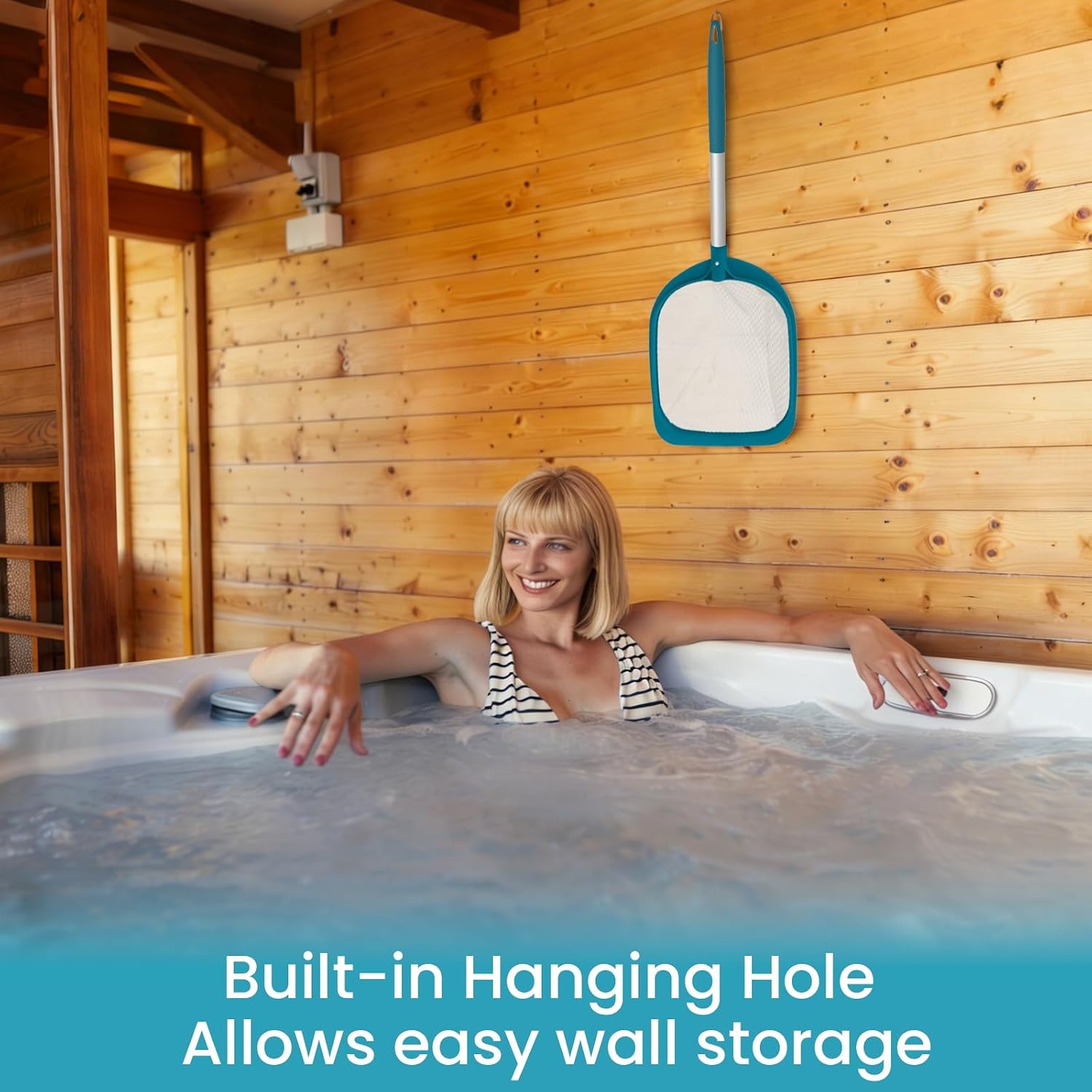 Hot Tub and Spa Leaf Skimmer Net, Ultra Fine Mesh Bag with Aluminum Pole - Handheld Pool Net for Small Above Ground Pools Efficient Debris Removal