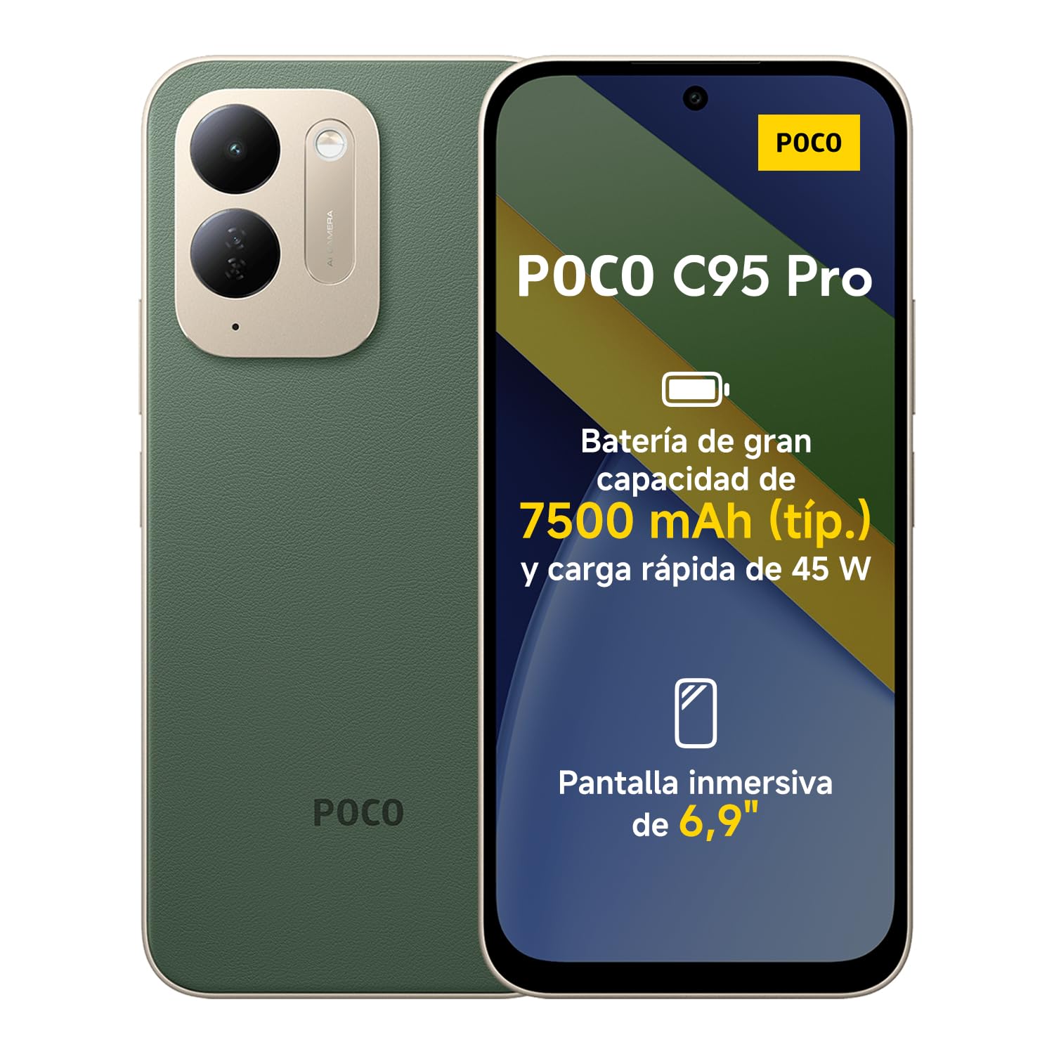 POCO C95 Pro, smartphone de 8+256 GB, verde, 7500 mAh y carga de 45 W
