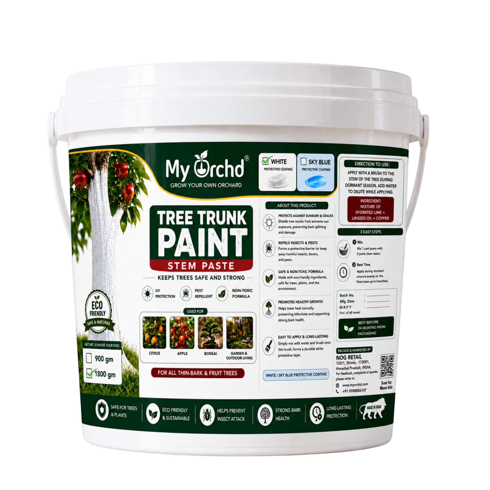 Tree Trunk Paint Keeps Trees Safe and Strong Used for Citrus, Apple & Other Fruits | Thin-bark Trees for Bonsai Gardener Fruit Trees Garden & Outdoor Living | Pack of 2 Kg-image-4