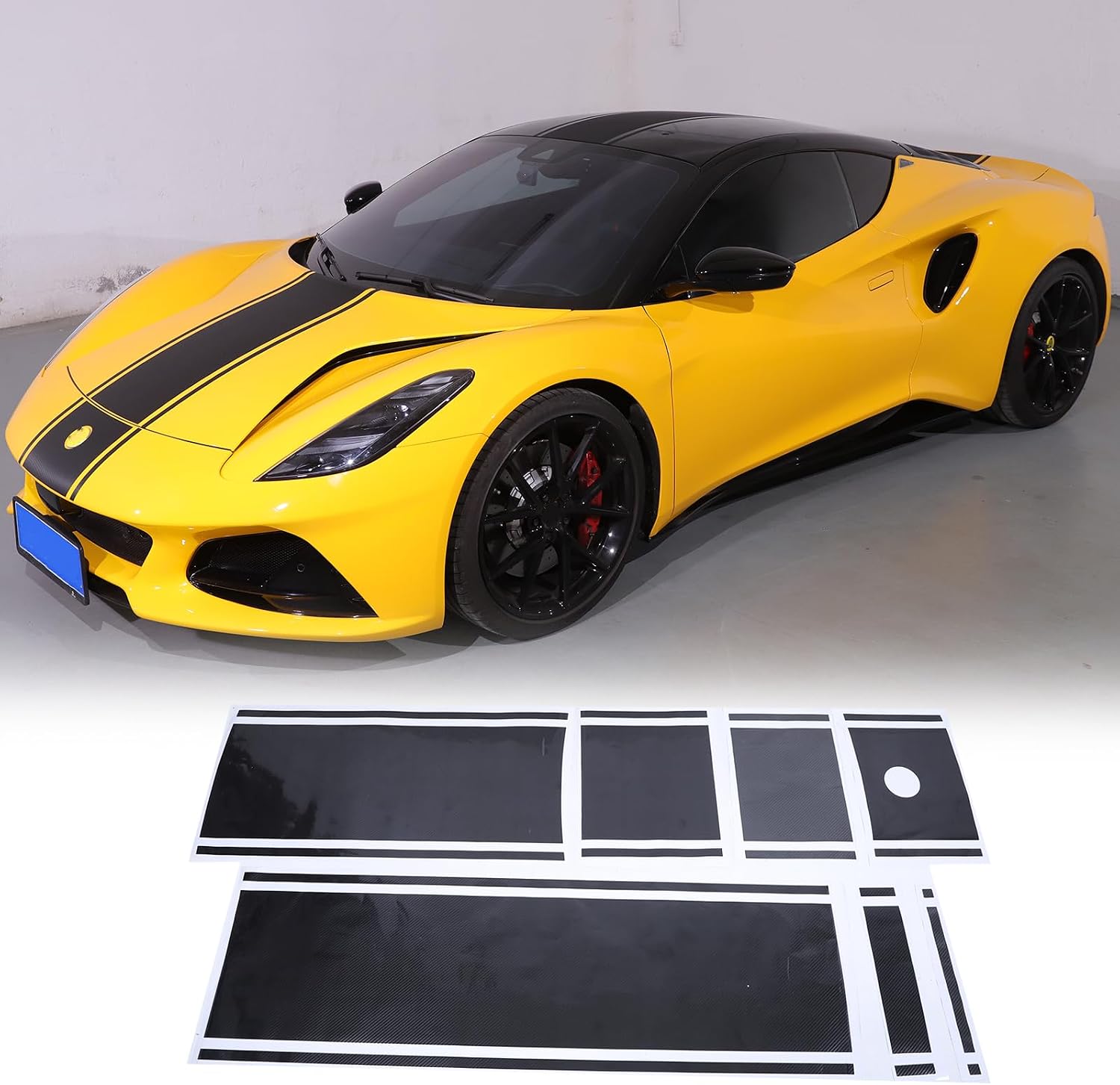 Car Hood Body Stickers Compatible with Lotus Emira 2020-2024,Waterproof Vinyl Sports Racing Stripe Decals Kits,Full Body Racing Stripes Reflective Fashion Accessories (Carbon Fiber Pattern)