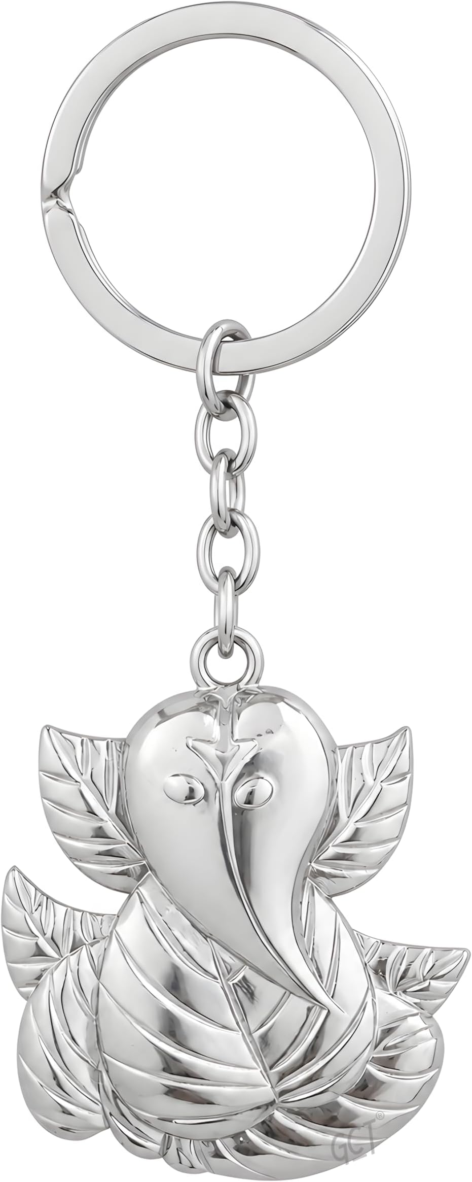 Two Sided Ganesh Ji Religious Symbol OM (R-P-2) Metal Keychain for Car Bike Men Women Home Keyring, G-5-SI, One Size, Modern