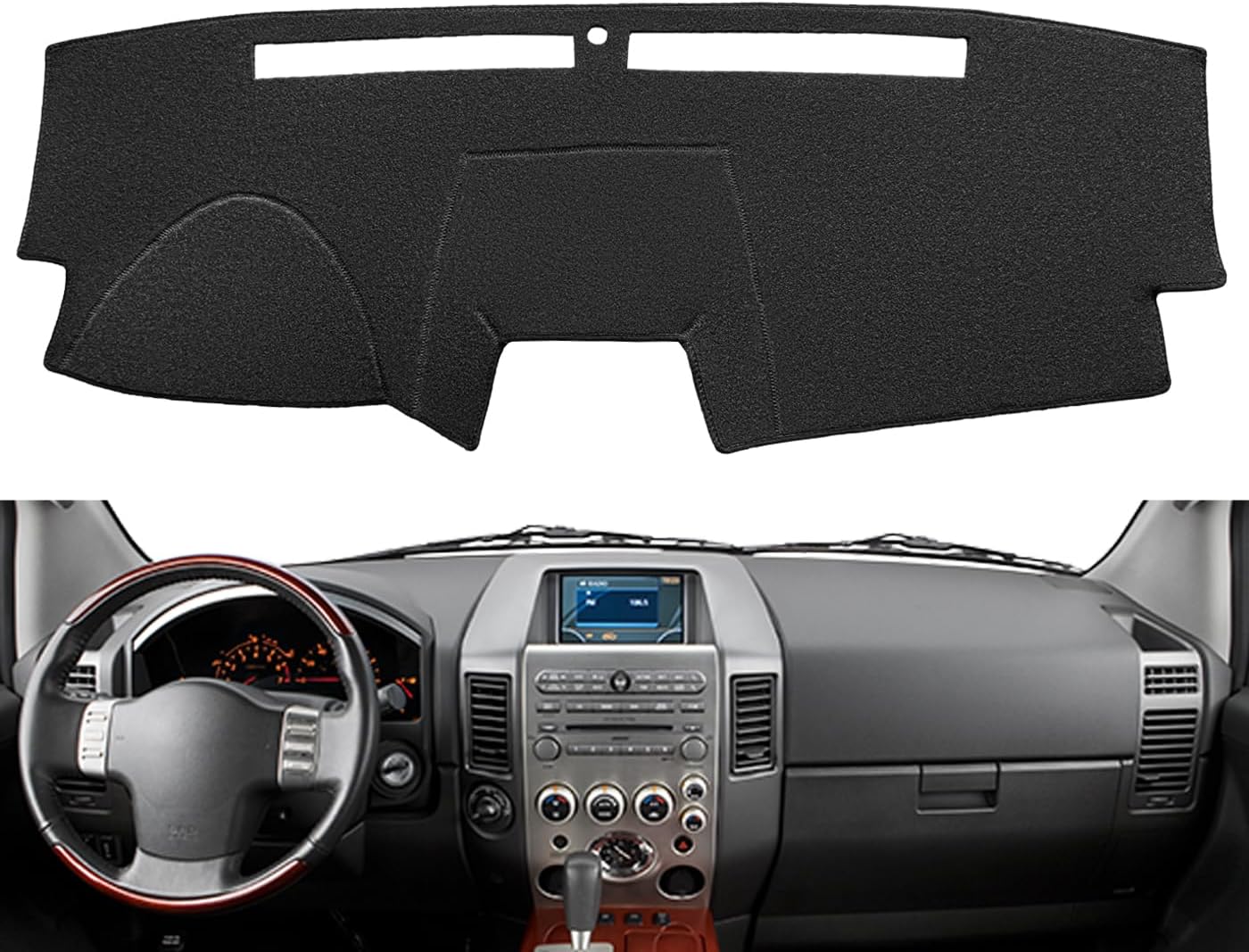 Dash Cover Mat Custom Fit for Infiniti QX56 with Light Sensor,Dashboard Cap Pad Carpet Protector F209 (Black)