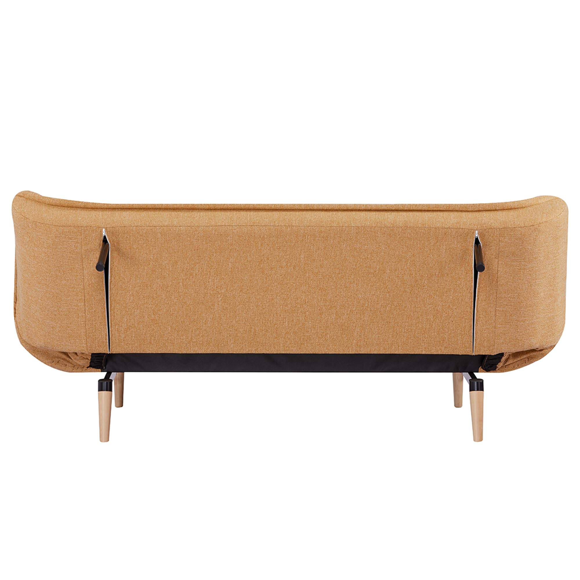 EVERGREENWEB Divano Letto 3 Posti Clic Clac in Tessuto Imbottito color Giallo, Design Moderno, Schienale Reclinabile, Regolabile su 3 Livelli, Trasformabile in Comodo Letto, Gambe in Legno | SOFLA
