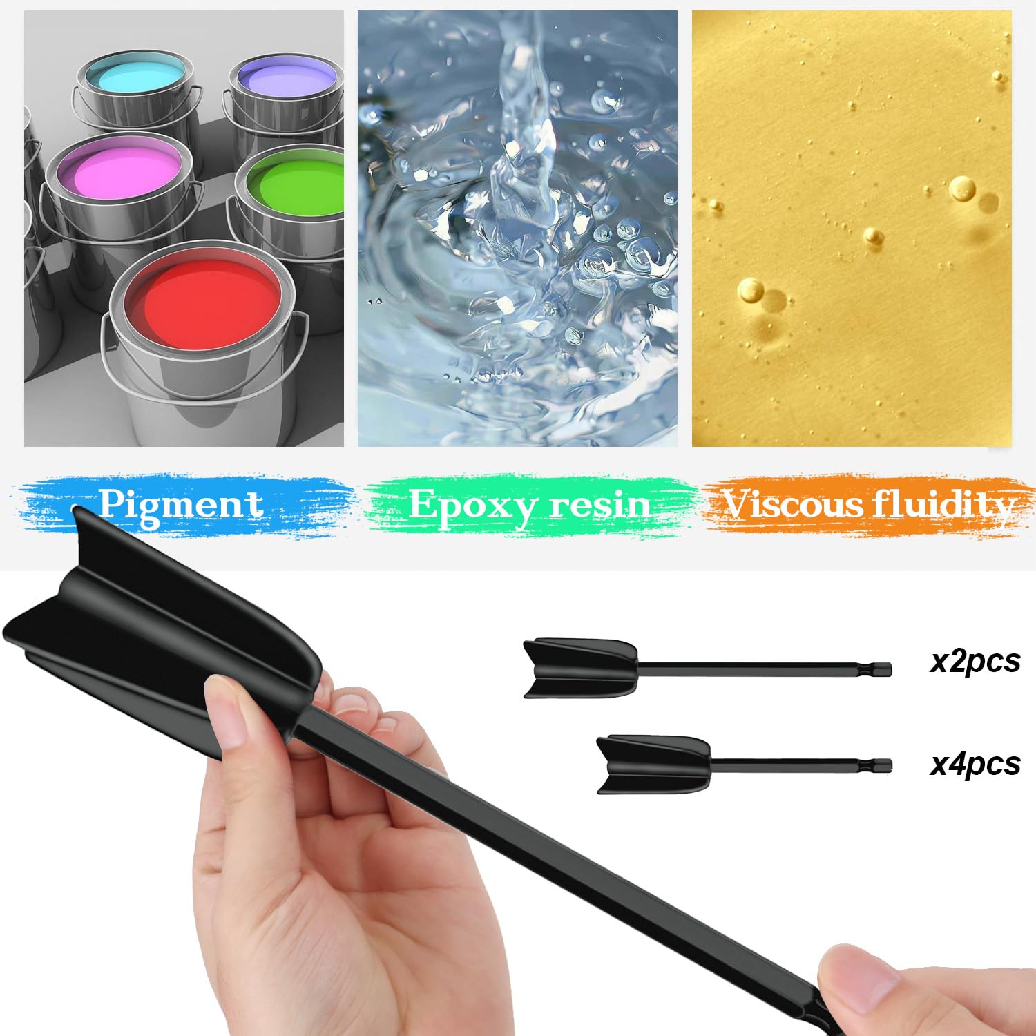 Miscelatore Epossidico per Resina 6Pcs Palette per Miscelatore in Resina Epossidica Riutilizzabili Agitatore in Resina Epossidica Miscelatore Per Vernici in Plastica