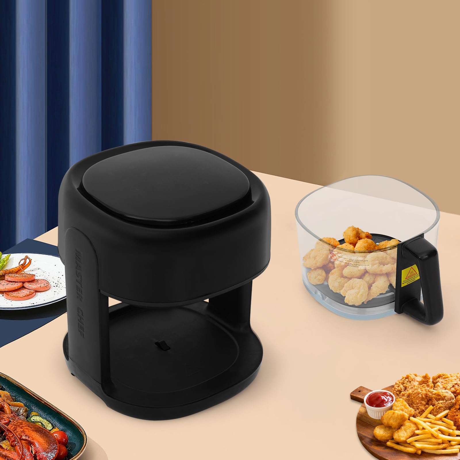Friggitrice ad aria calda 3,3 L con finestra di visualizzazione, 1350 W AirFryer, contenitore in vetro, 7 preset, protezione contro il surriscaldamento, spegnimento automatico, touch screen LCD per