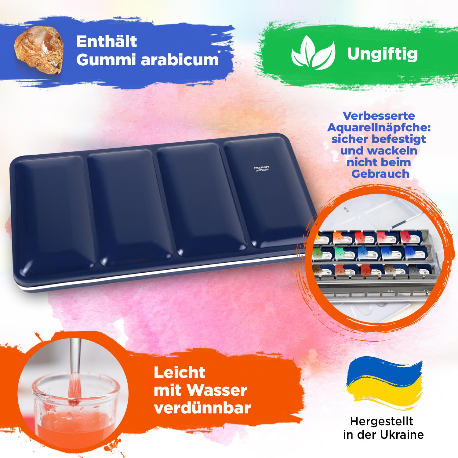 Farby Akwarelowe 7 Artists Zestaw Farb Akwarelowych Romantic 21 Kolorów | Paleta Akwareli | Malarstwo Akwarelowe Dla Dorosłych | Pudełko z Akwarelą | Pole Akwarela | Paleta Farb Akwarelowych