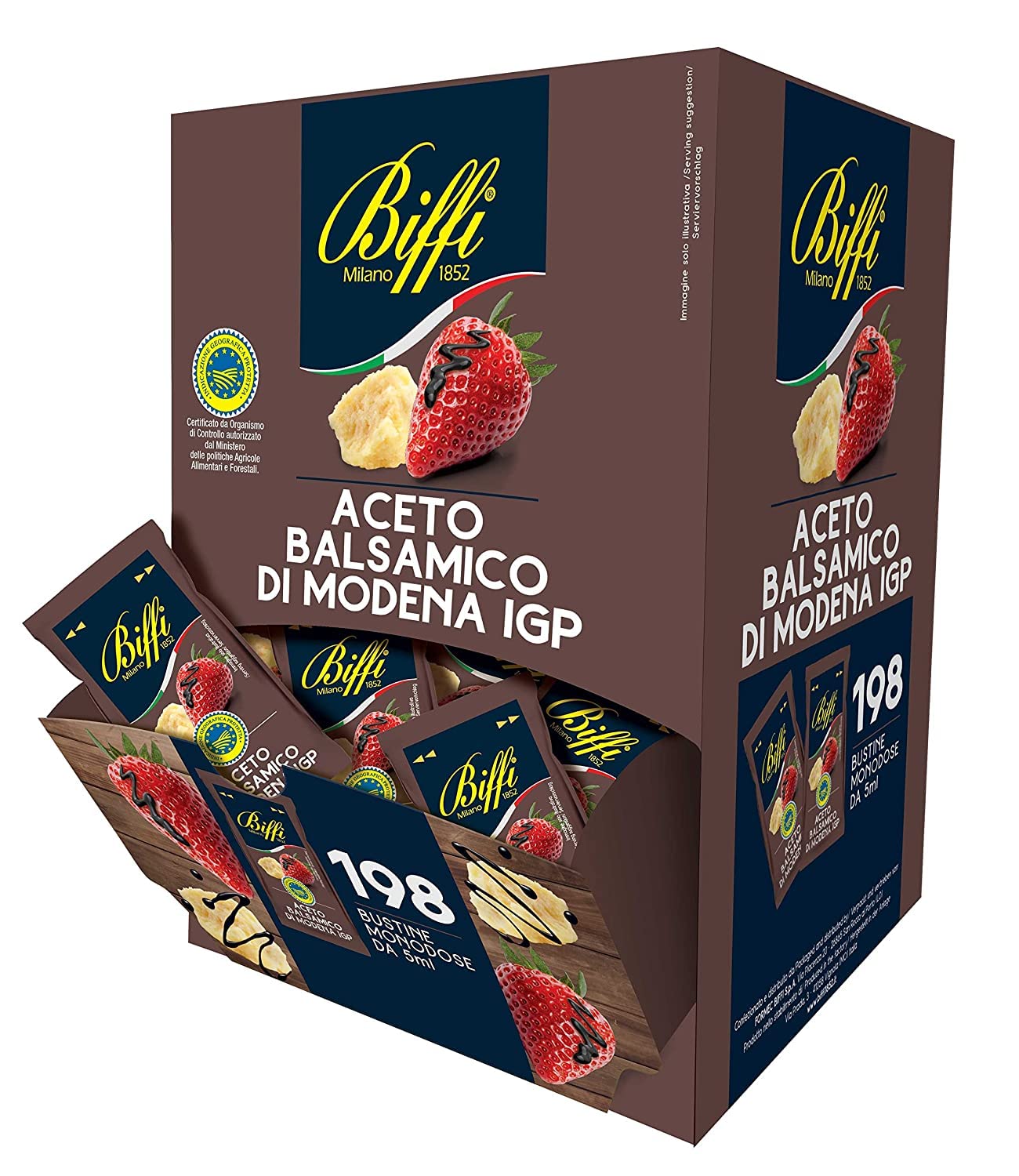 Biffi Aceto Balsamique di Modena Vinaigre Balsamique Vinaigre de Modène IGP 198 Sachet unidose de 5 ml