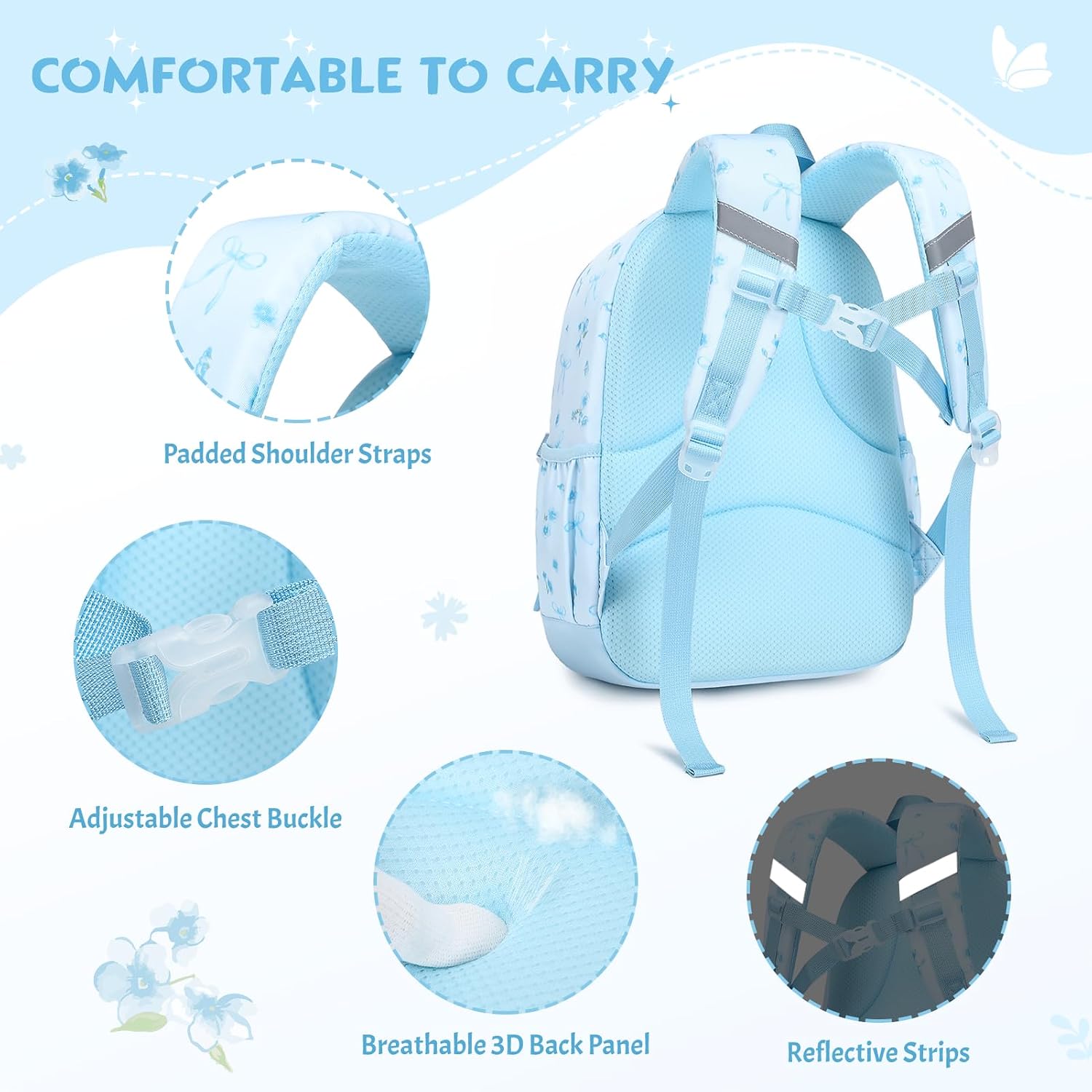 Kids Backpack for Girls - 3PCS Small Cute Toddler Backpack with Insulated Lunch Bag & Pencil Case for Kindergarten Preschool Elementary School - Girls Bookbag Ages 4-8