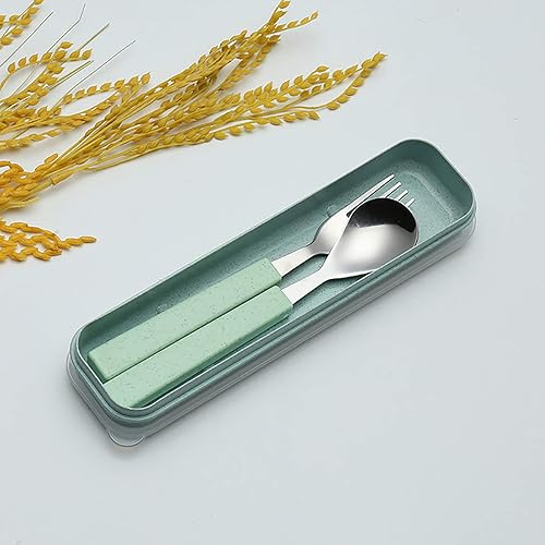 Vista 20 de VANRA Juego de cubiertos de 2 piezas para niños de acero inoxidable 18/10, juego de cubiertos plateados, cubiertos de plata, utensilios de cena, Azul