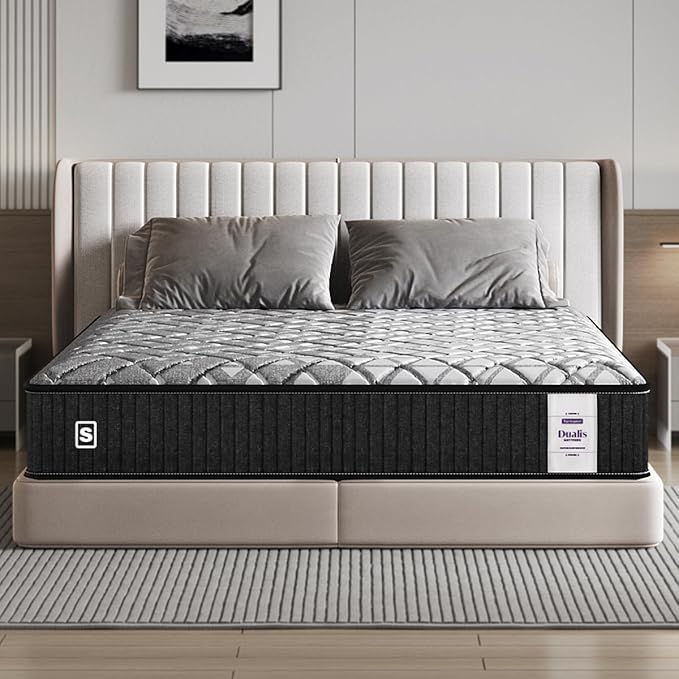 Springwel Dualis 2-in-1 Reversible 5 Inch Bed Mattress | 15 Yrs Warranty | Dual Side - Hard & Soft Support | Breathable & Anti Microbial Bamboo Charcoal Fabric Cover | Double Size (72X48X5) Inches