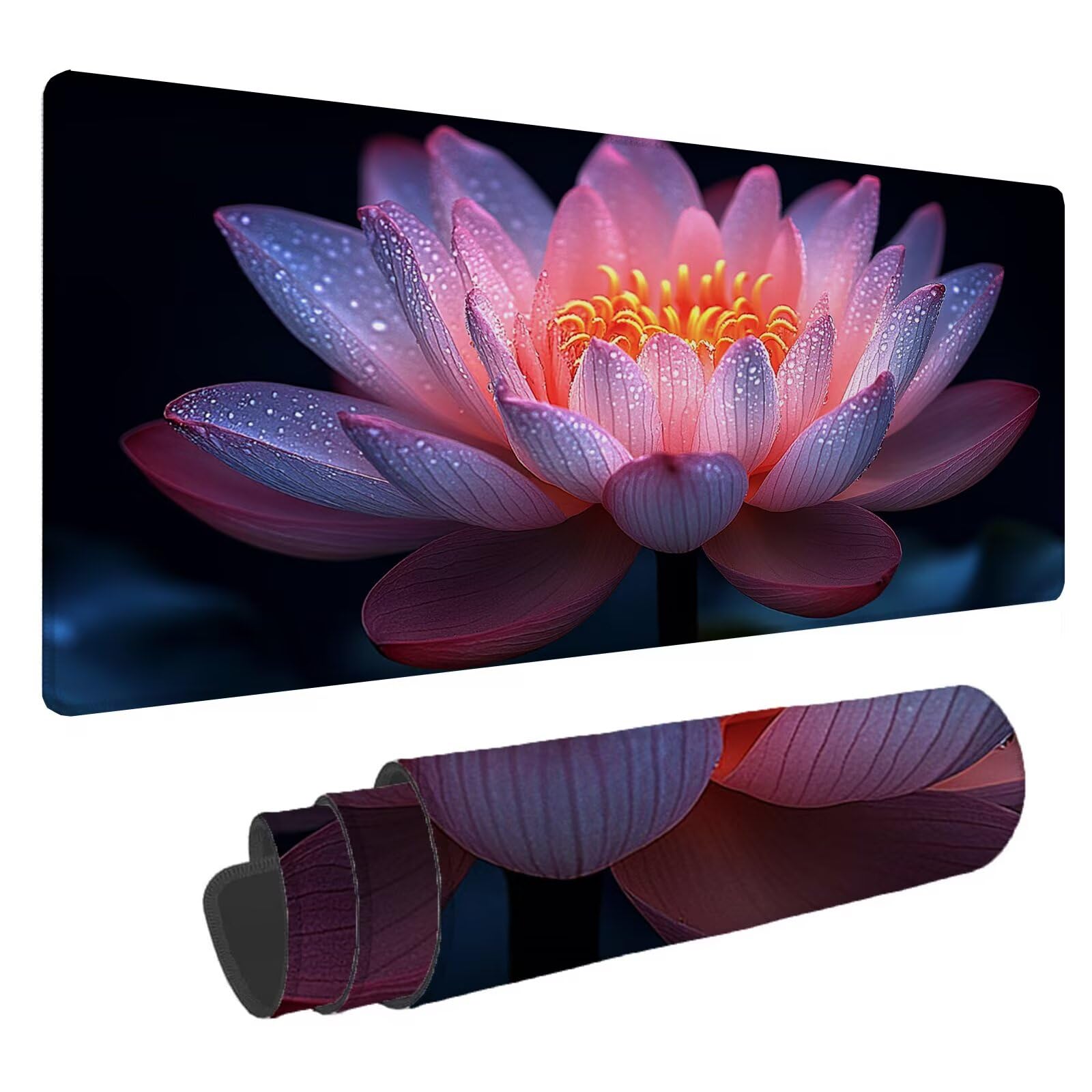 Różowa podkładka pod mysz XXL Lotus podkładka pod mysz 1500 x 800 x 4 mm podkładka pod mysz dla graczy, podkładka pod mysz do laptopa, podkładka pod mysz i klawiaturę A-632