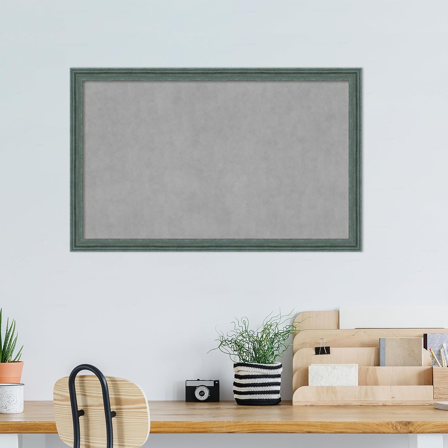 Amanti Art Blue Framed Magnetic Board 27x43 Large Vision Board for use with Magnets, 100% Metal Sheet to Display Items as Office Decor or for Home Organization in mudroom, Kitchen or Kids Room