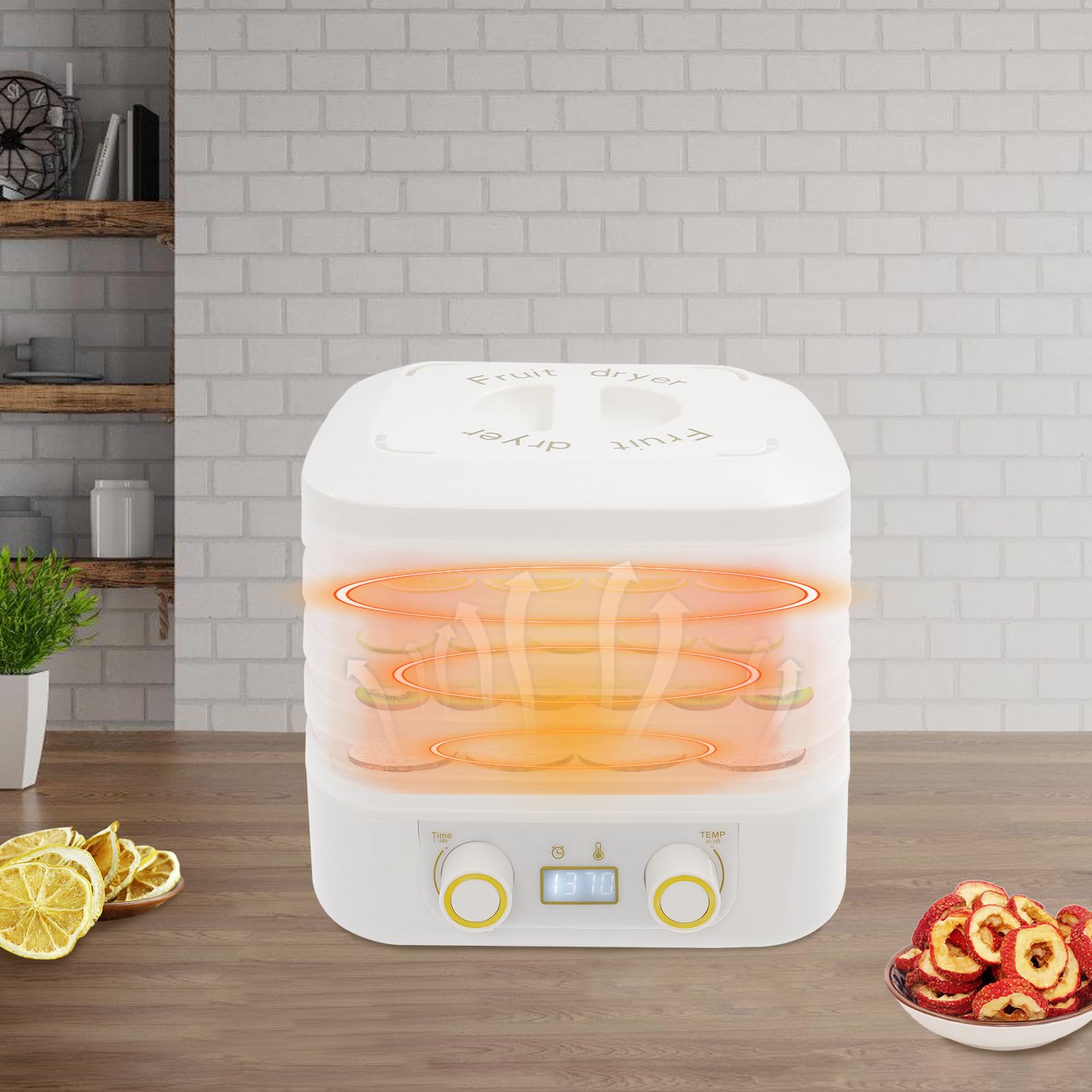 Essiccatore con indicatore LED, essiccatore per alimenti con timer digitale da 1-48 ore e controllo della temperatura, essiccatore alimentare per jerky, frutta, erbe, snack per cani