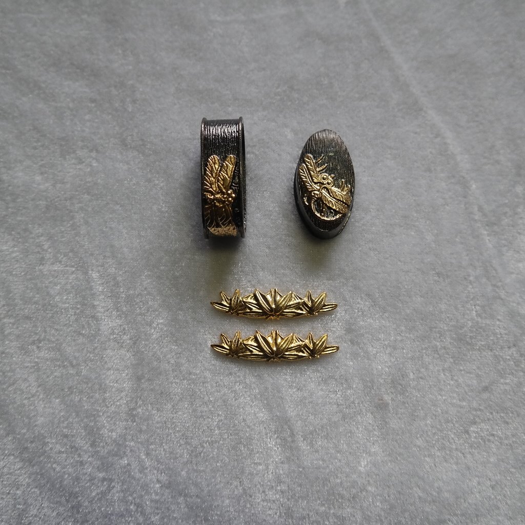 boyu JAPANESE SAMURAI SWORD KOSHIRAE –Fuchi Kashira Menuki HJ01-HJ77 (BTH37, 1.57in-1.45in, 1.49in-1.33in,)