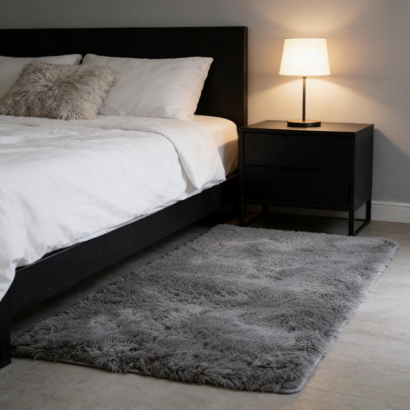 Tapis de salon à poils longs facile à entretenir et抗滑安全