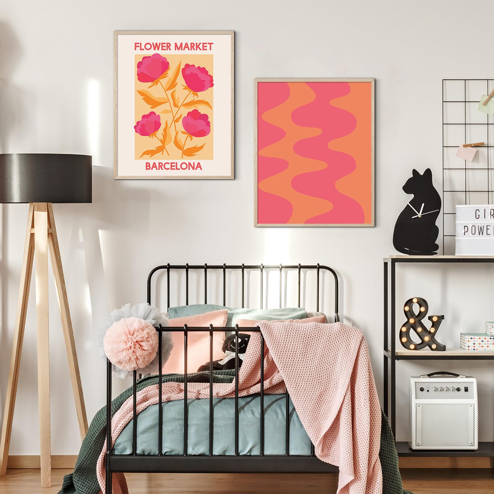 Linilioart Set di 3 poster del mercato dei fiori senza cornice, stampe artistiche da parete minimaliste, estetica pastello danese per camera da letto