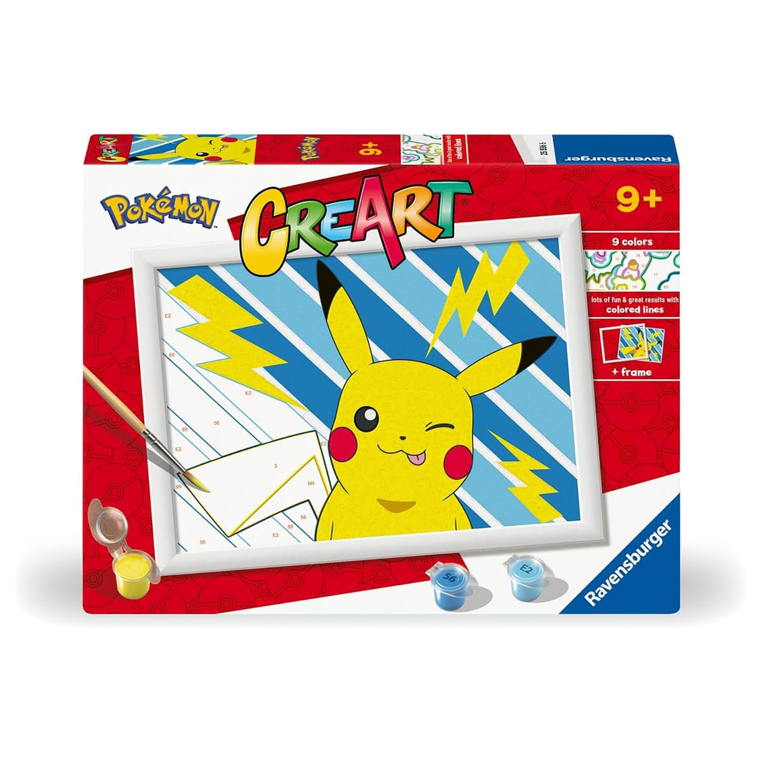 Ravensburger - Creart D Pokemon: Pikachu | Paint by Numbers Children | Crafts Kit Children 9 Years | Complete Kids Painting Kit | Gift Girl 9 Years | Includes Frame 18x24cm