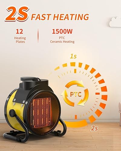 Miniatura 3 de Buyplus Calentador eléctrico para exteriores con cable súper largo, protección contra sobrecalentamiento, calentadores se calientan en 2 segundos,