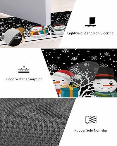Miniatura 3 de Tapete de baño de muñeco de nieve negro para bañera, antideslizante, secado rápido y absorbente, tierra de diatomeas, fregadero, dormitorio, cocina,